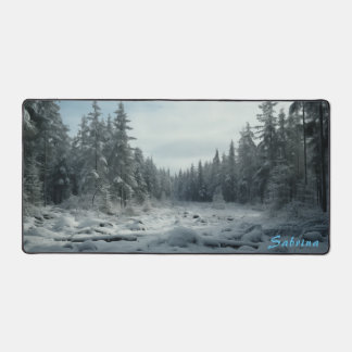 Personalised Clearing in a Snowy Forest Desk Mat