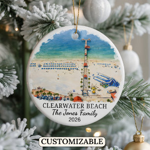 Personalised Clearwater Beach Ornament, Florida Ceramic Ornament