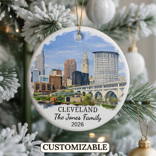 Personalised Cleveland Ornament, Custom Ohio Ceramic Ornament