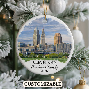 Personalised Cleveland Ornament, Custom Ohio Ceramic Ornament