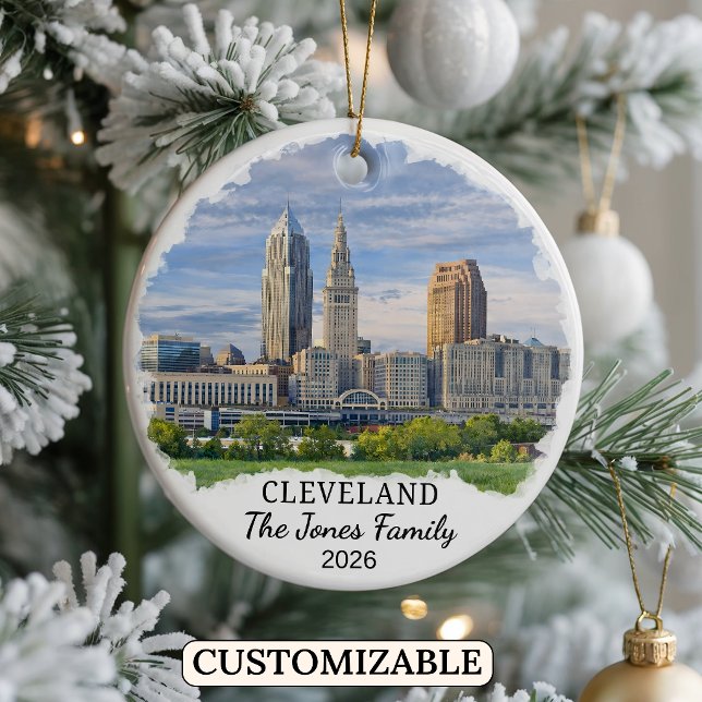 Personalised Cleveland Ornament, Custom Ohio Ceramic Ornament (Creator Uploaded)