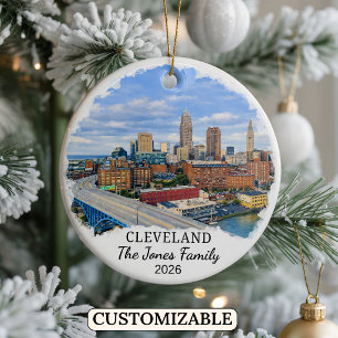 Personalised Cleveland Ornament, Custom Ohio Ceramic Ornament