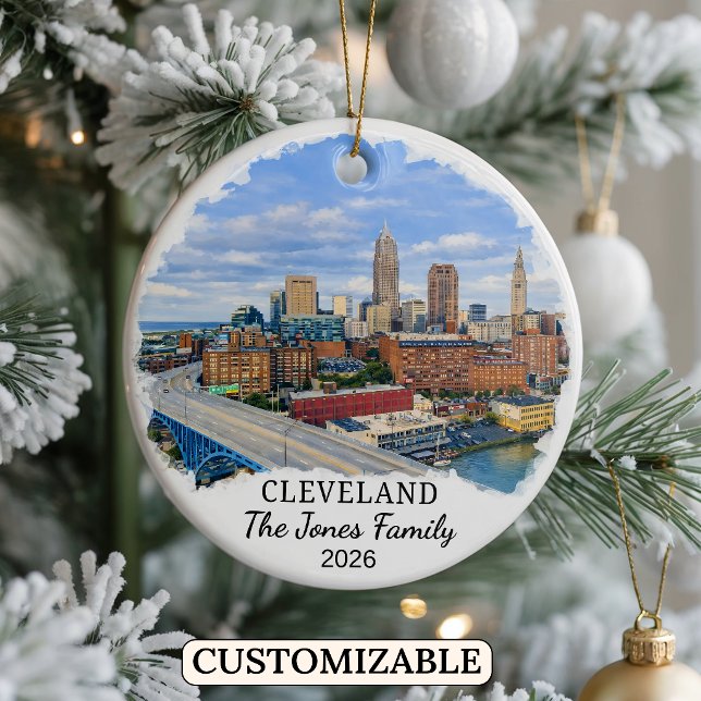 Personalised Cleveland Ornament, Custom Ohio Ceramic Ornament (Creator Uploaded)
