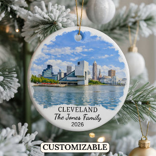 Personalised Cleveland Ornament, Custom Ohio Ceramic Ornament
