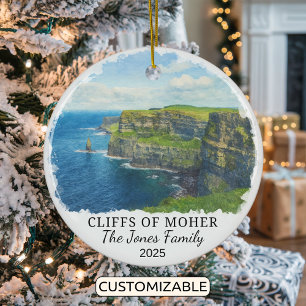 Personalised Cliffs of Moher Ornament, Ireland Ceramic Ornament