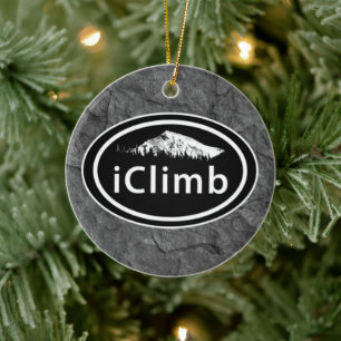 Personalised Climbing iClimb Mountain Christmas Ceramic Tree Decoration
