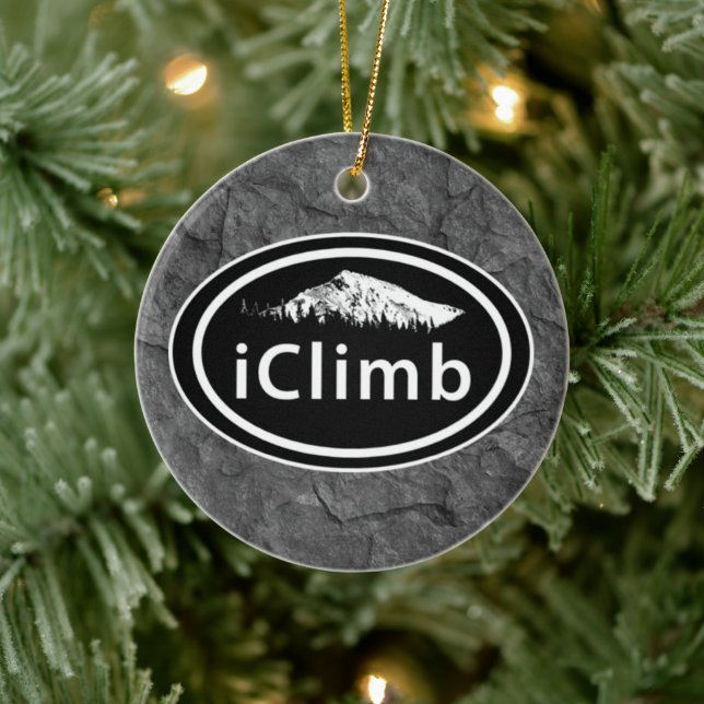 Personalised Climbing iClimb Mountain Christmas Ceramic Tree Decoration (Tree)