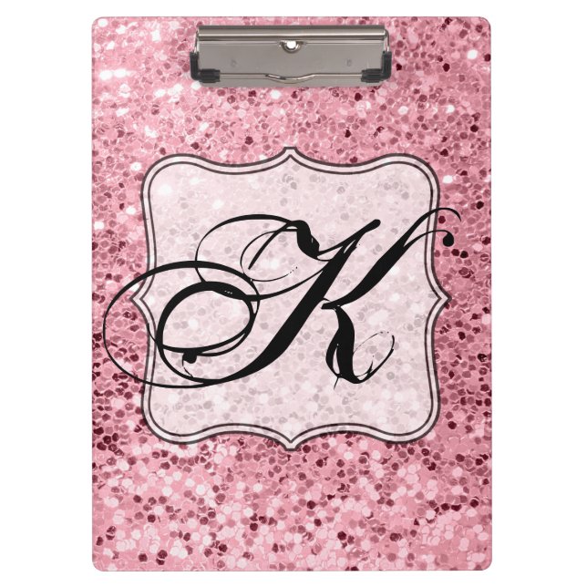 Personalised Clip Board Rose Gold Glitter (Front)