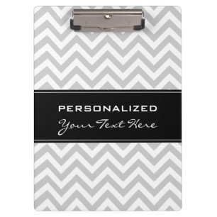 Personalised clipboard Cool grey chevron pattern