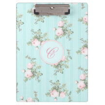 Personalised clipboard shabby chic floral roses