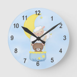 Personalised Clock Baby Lamb Teddy Bear