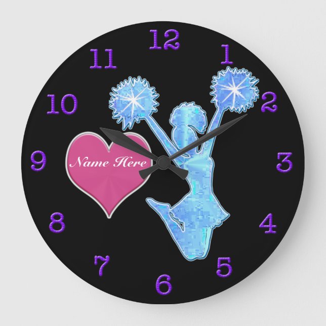 Personalised Clocks for Cheerleading Room Decor (Front)
