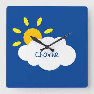 Personalised Cloud and Sunshine Square Wall Clock