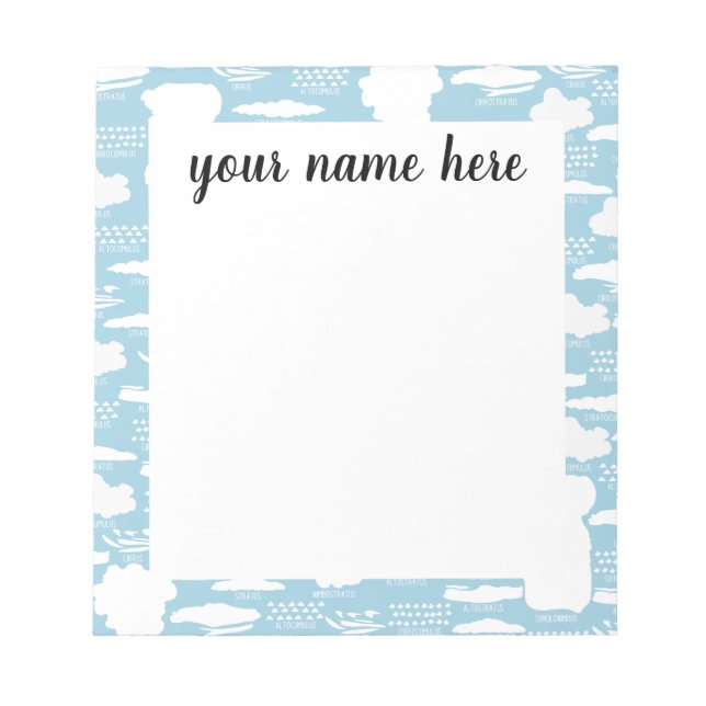 Personalised Clouds Notepad (Front)