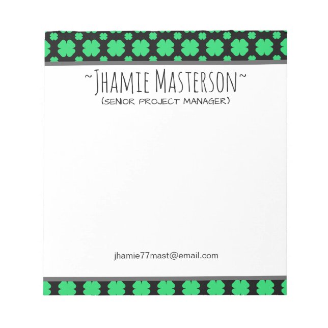 Personalised Clover Notepad (Front)