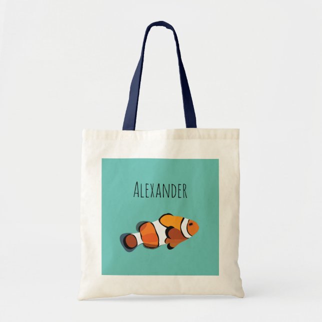 Personalised Clown Fish Kids Name  Tote Bag (Front)
