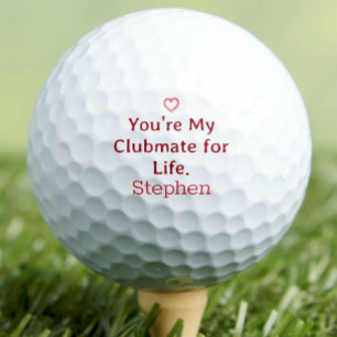 Personalised 'Clubmate for Life' Valentine For Him Golf Balls