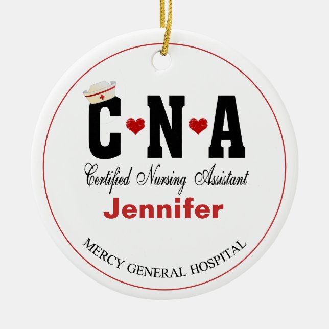 Personalised CNA Nurse Christmas  Ceramic Ornament (Front)