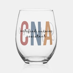Personalised CNA Retro Certified Nursing Assistant Stemless Wine Glass