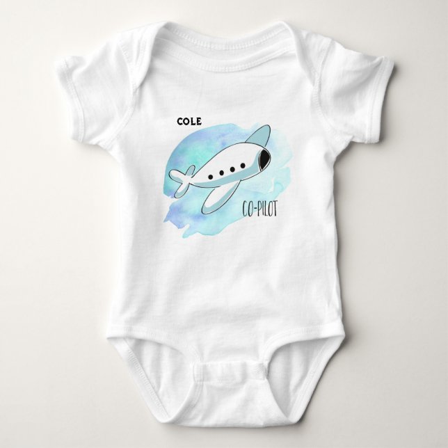 Personalised Co-Pilot with Plane Baby Bodysuit (Front)