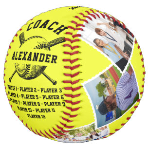 Personalised Coach Gift, 6 photo & Player's Names Softball