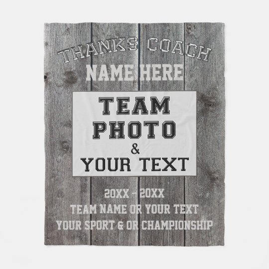 Personalised Coach Gifts for Men, PHOTO and TEXT Fleece Blanket