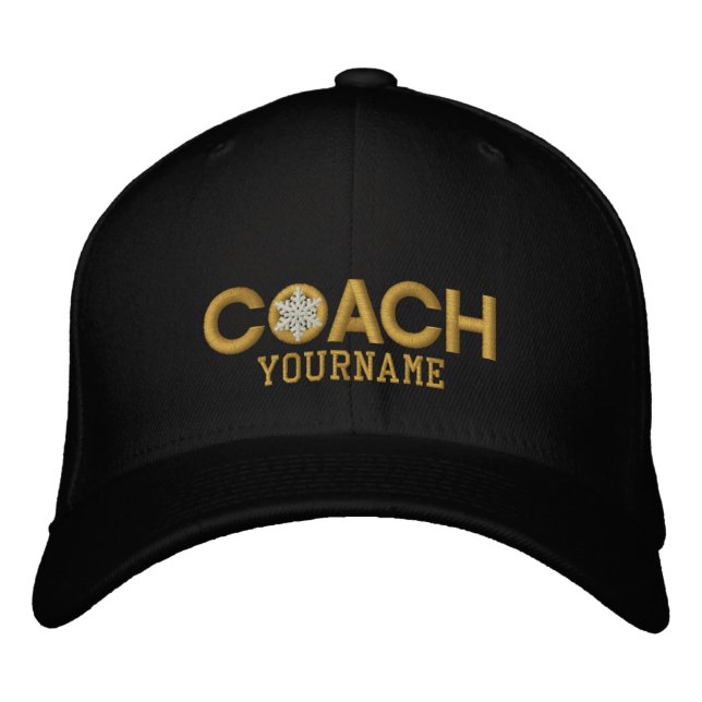 Personalised Coach Golden Snowflake Embroidered Hat (Front)