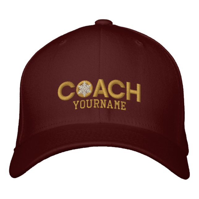 Personalised Coach Golden Snowflake Embroidered Hat (Front)