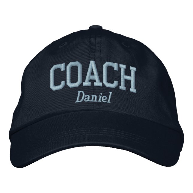 Personalised Coach in Light Blue Embroidered Hat (Front)