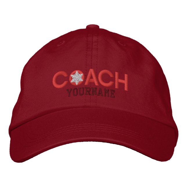 Personalised Coach Lovers Red Embroidered Hat (Front)