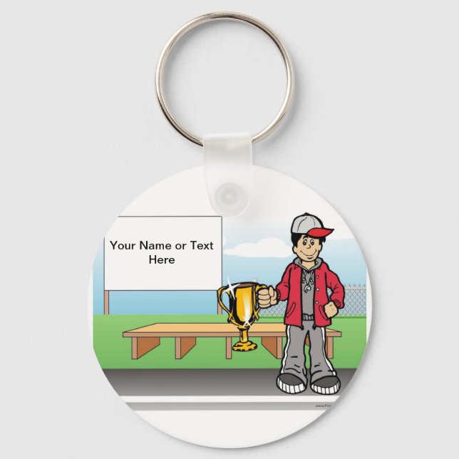 Personalised Coach - Male Cartoon  Key Ring (Front)