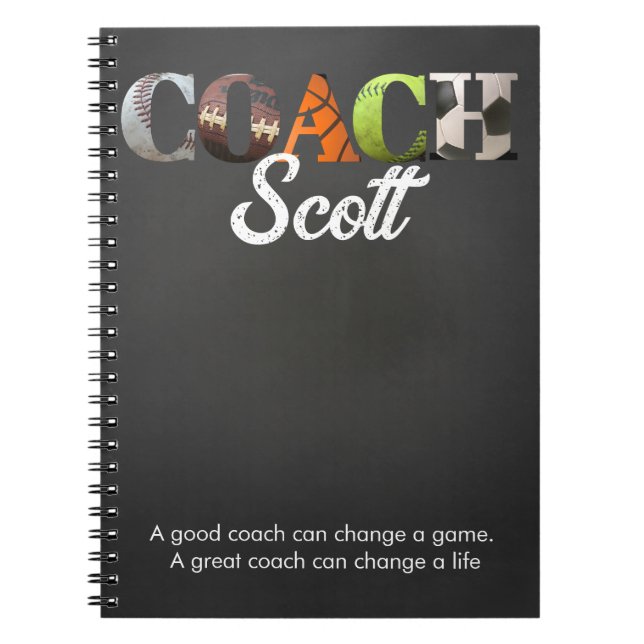 Personalised Coach name players  Notebook (Front)
