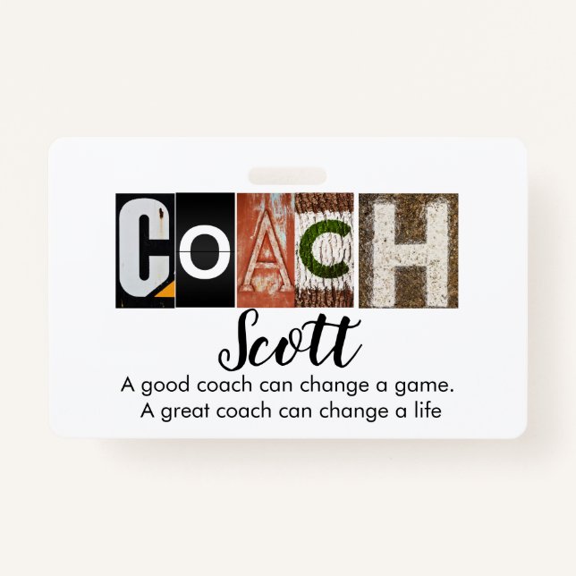 Personalised Coach name T-Shirt Badge ID Badge (Front)