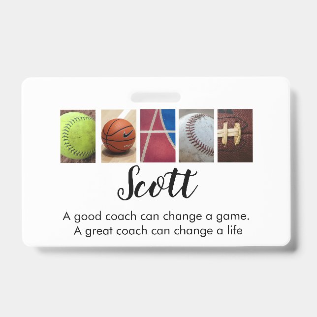 Personalised Coach name T-Shirt Badge ID Badge (Front)