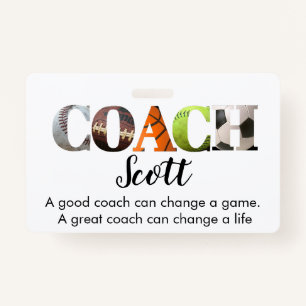Personalised Coach name T-Shirt ID Badge