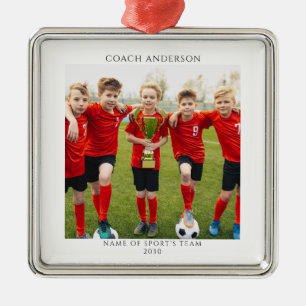 Personalised Coach Sport's Team Photo Metal Ornament
