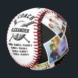 Personalised Coach With 6 photo & Player's Names Baseball<br><div class="desc">Custom Coach Baseball Gift With Player's Names,  Personalised Gift for Coaches,  Coach's Baseball,  Coach Appreciation Gift Ideas,  for dad or mum coach</div>