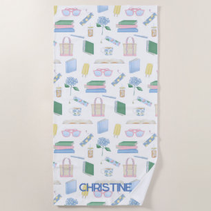 Personalised Coastal Book Club Summer Beach Towel
