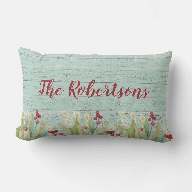 Personalised Coastal Christmas Beach Grass Lumbar Cushion (Front)