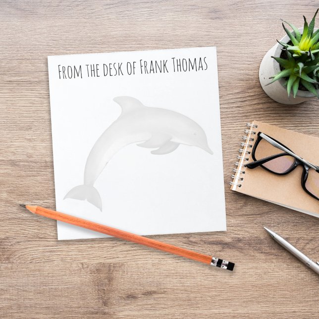 Personalised Coastal Dolphin Ocean Desk Stationery Notepad (Personalized coastal dolphin desk stationery with clean ocean-inspired design.)