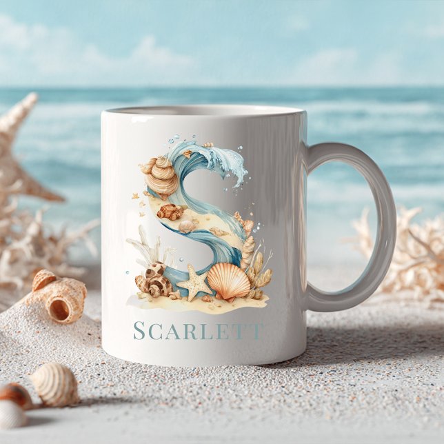 Personalised Coastal Monogram S Initial Beach Coffee Mug (Personalized Coastal Monogram S Initial Beach Coffee Mug)