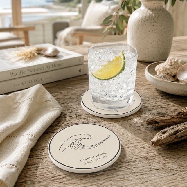 Personalised Coastal Wave Beach House Coaster (Creator Uploaded)
