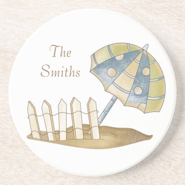 Personalised coaster beach sandstone coasters (Front)
