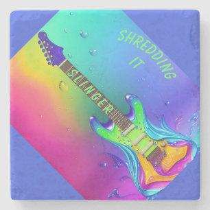 Personalised Coasters, Neon Guitar, Boho  Stone Coaster