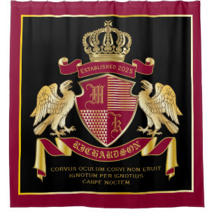 Personalised Coat of Arms Red Gold Eagle Emblem Shower Curtain