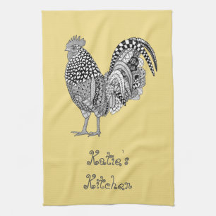 Personalised Cock-a-doodle Rooster Kitchen Towel