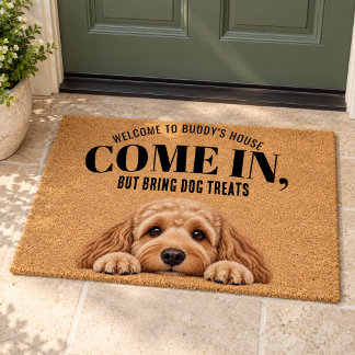 Personalised Cockapoo Dog Treats Welcome Doormat