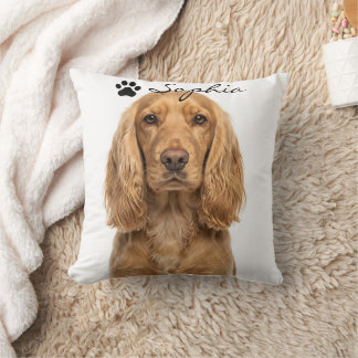 Personalised Cocker Spaniel Dog Photo Throw Pillow