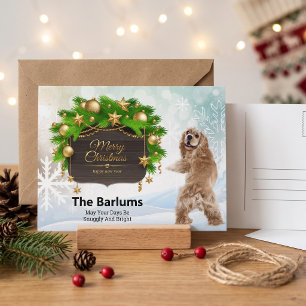 Personalised Cocker Spaniel Rustic Winter Holiday  Postcard