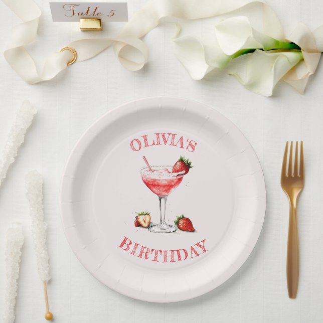Personalised Cocktail Birthday Party Paper Plates (Wedding)